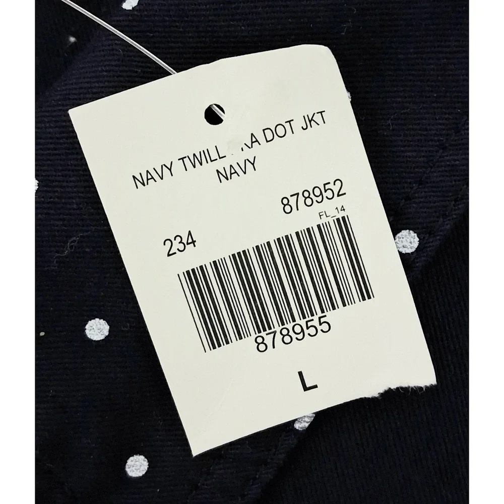 Kate & Sam Jacket Women's Large Navy Blue Polka Dot Button Rope Tie Nautical New